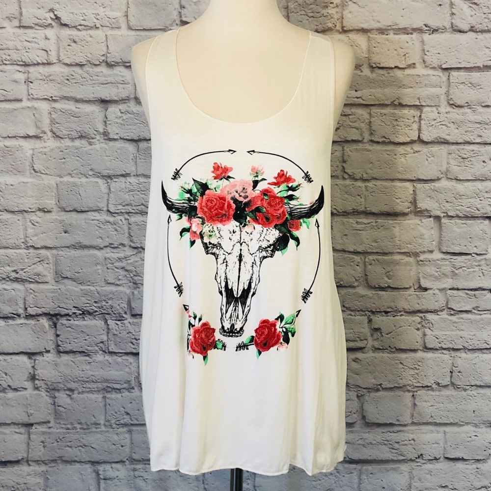 Fashion Tart | Plus Sized Boho Skull Graphic Tank